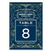 Numéro De Table Art Gold Blue Gatsby 1920 Déco Réception de mariag (Dos)