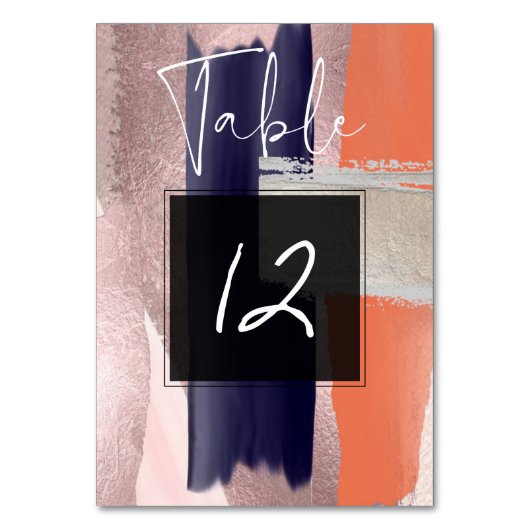 Numéro De Table Art moderne, Colour Block Table N° Blush+Navy (Dos)