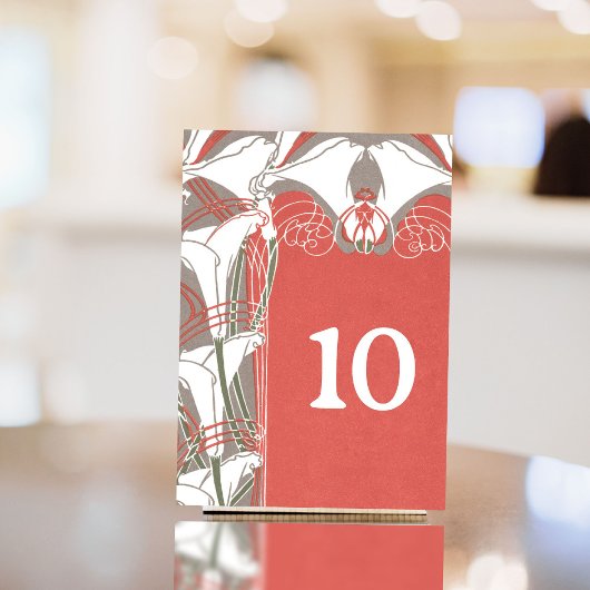 Numéro De Table Art Nouveau Calla Lily Élégance