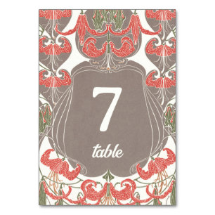 Numéro De Table Art Nouveau Floral Elégance 2