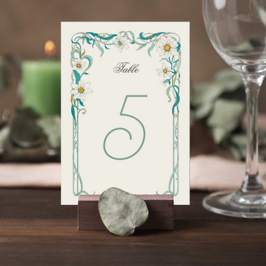 Numéro De Table Art Nouveau Wedding Table Number Card