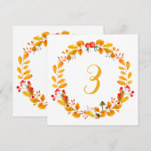 Numéro de table automnal jaune. Mariage d'automne (Devant / Derrière)