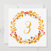 Numéro de table automnal jaune. Mariage d'automne (Dos)