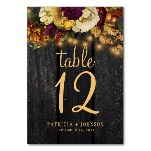 Numéro De Table Automne automne bois rustique mariage numéro de ta (Dos)