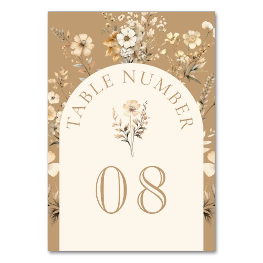 Numéro De Table Automne Boho Fleur sauvage Mariage (Dos)