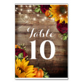 Numéro De Table Automne Citrouille Rustique Mariage Numéros de tab (Dos)