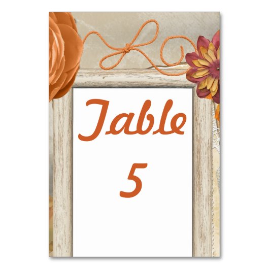 Numéro De Table Automne Conception rustique (Dos)