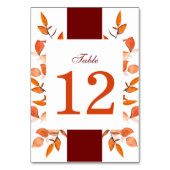 Numéro De Table Automne Feuilles Brûlé Orange Mariage Réception (Dos)