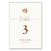 Numéro De Table Automne Feuilles Terracotta Élégant Mariage classi (Par défaut)