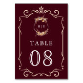 Numéro De Table Automne Fleur sauvage Crest Bourgogne Mariage (Dos)