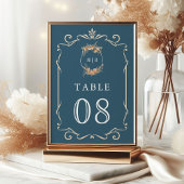 Numéro De Table Automne Fleur sauvage Crest Dusty Blue Mariage