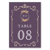 Numéro De Table Automne Fleur sauvage Crest Dusty Purple Mariage (Dos)