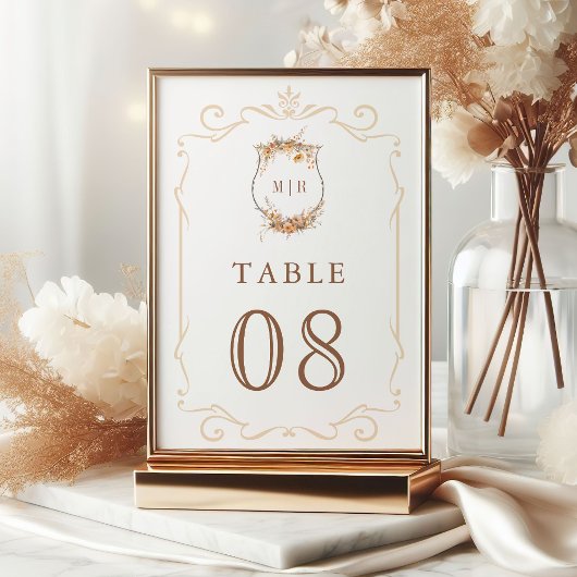 Numéro De Table Automne Fleur sauvage Crest Mariage