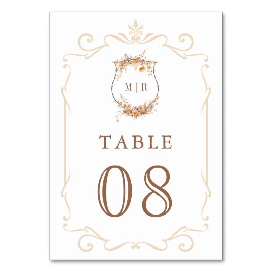 Numéro De Table Automne Fleur sauvage Crest Mariage (Par défaut)
