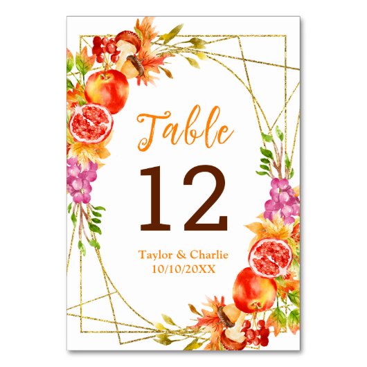 Numéro De Table Automne Mariage de récolte d'automne (Dos)