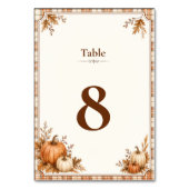 Numéro De Table Automne Modifiable Citrouille Carreaux Rustique  (Par défaut)