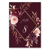 Numéro De Table Automne Romance Gold Frame Bourgogne Mariage (Dos)