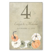 Numéro De Table Automne Rustique Automne Blanc, Orange Citrouille  (Dos)