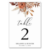 Numéro De Table Automne Rustique Floral Personnalisé (Dos)