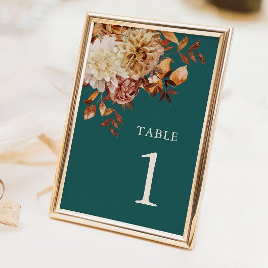 Numéro De Table Automne sarcelle