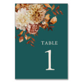 Numéro De Table Automne sarcelle (Dos)