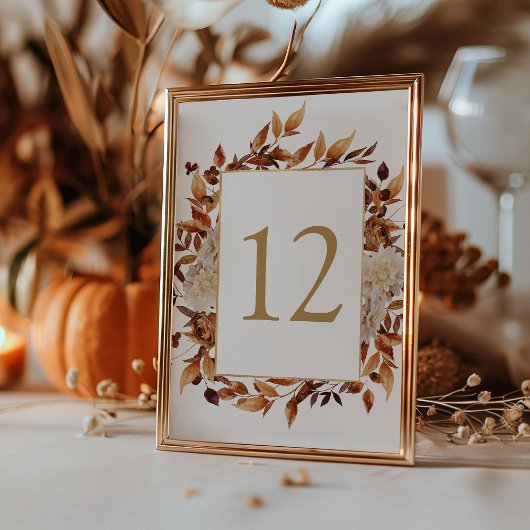 Numéro De Table Automne Terracotta Feuille Mariage botancien