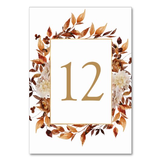 Numéro De Table Automne Terracotta Feuille Mariage botancien (Dos)