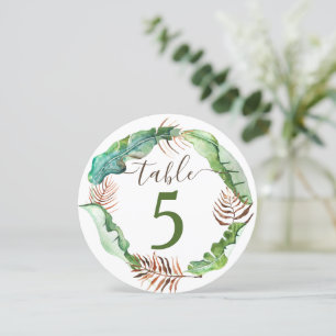 Numéro de table aux feuilles de bananier vertes