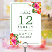 Numéro de table aux feuilles de palmier à fleurs t