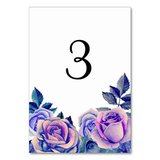Numéro de table aux roses violettes et bleues. Mar (Par défaut)