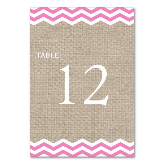 Numéro de table avec chevrons roses sur toile de j (Dos)