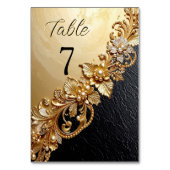 Numéro de table avec embellissements floraux dorés (Dos)