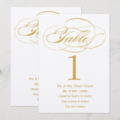 Numéro de table avec invités - Écriture élégante - (Devant / Derrière)