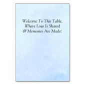 Numéro de table - avec message de bienvenue  Blue  (Dos)