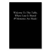 Numéro de table - avec message de bienvenue Noir B (Dos)