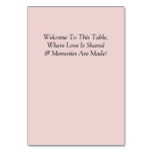 Numéro de table - avec message de bienvenue Roses  (Dos)