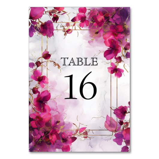 Numéro De Table 💍 Avec photo Fuchsia Enchantage Aquarelle (Par défaut)
