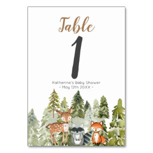 Numéro De Table Aventure animale de cerfs Baby shower de camping