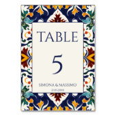 Numéro De Table Azulejo bleu portugais mariage méditerranéen (Par défaut)