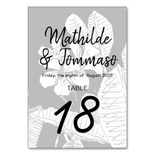 Numéro De Table B&W Frangipani Bohême Botanique Moderne Filiale