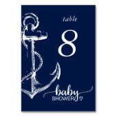 Numéro De Table Baby shower Ancre marine bleu (Dos)