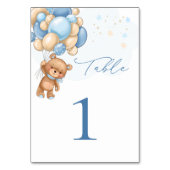 Numéro De Table Baby shower Ballons Bleus Ours Teddy (Par défaut)