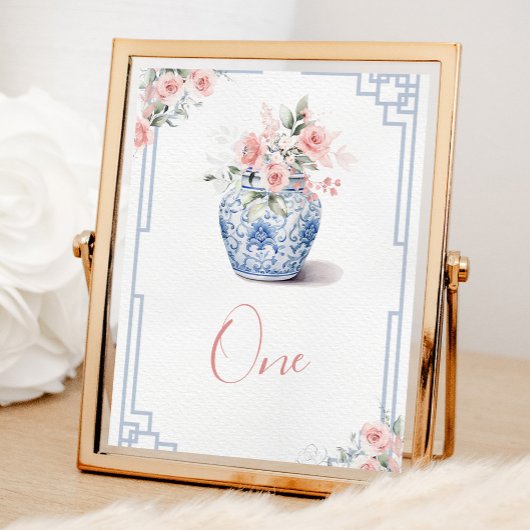 Numéro De Table Baby shower Chinoiserie Jar Ginger Rose