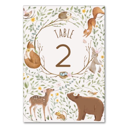 Numéro De Table Baby shower d'amis de la forêt (Par défaut)