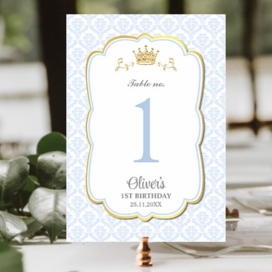 Numéro De Table Baby shower d'anniversaire de Little Prince Blue D