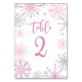 Numéro De Table Baby shower de flocons d'argent rose deux (Dos)