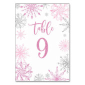 Numéro De Table Baby shower de flocons d'argent rose neuf (Dos)