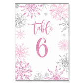 Numéro De Table Baby shower de flocons d'argent rose six (Dos)