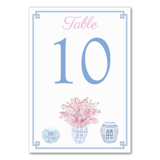 Numéro De Table Baby-Shower déjeuner bleu et rose de style chinois (Par défaut)