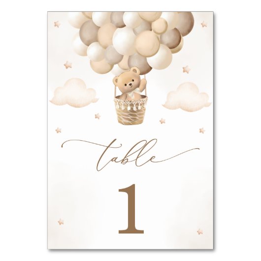 Numéro De Table Baby shower d'ours en peluche neutre (Par défaut)